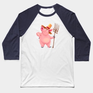 Farmer pig with tool Baseball T-Shirt